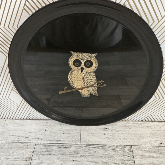 Couroc of Monterey Vintage 10.5" Owl Tray With Label - Picture 3 of 9